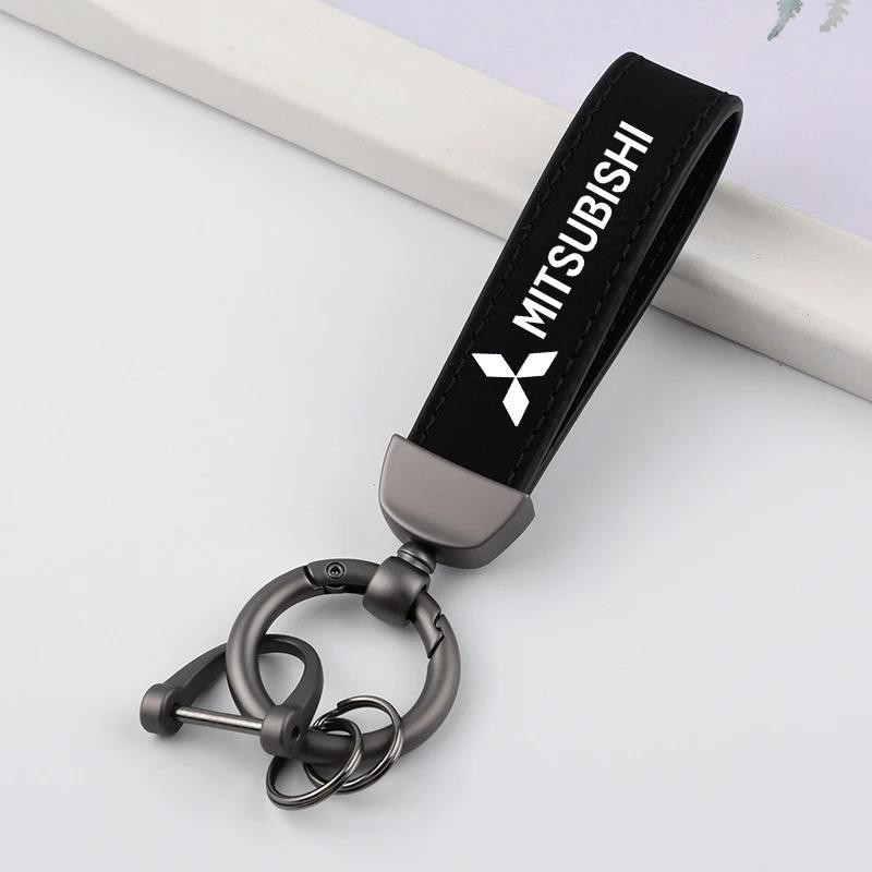 Car Logo Key Chain Rings Luxury Suede Leather Keychain For Mitsubishi Outlander Lancer EX ASX Pajero L200 Keyring Accessories