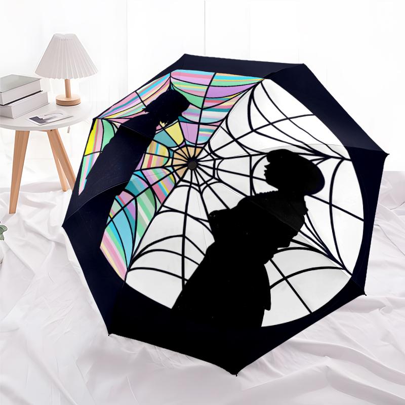 1pc Addams Family Wednesday7 Umbrella, Sun Protection, And UV Shielding. It Has Eight Sturdy Ribs for Outdoor Use And Perfect Gift