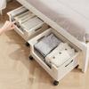 Clothing Storage Box with Rolling Wheels, Under-Bed Organizer Bin for Books Clothes, Plastic Storage Container, Bedside Shelf