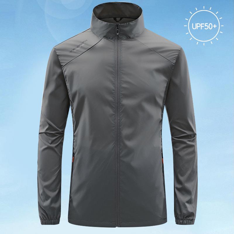 Summer Men's Sun Protection Skin Coat Lightweight Breathable Ice Silk Stand Collar Sunscreen Jacket Outdoor Camping  Jakcet