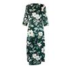 Damska Sukienka Midi z Tuniką w Stylu Vintage z Nadrukiem, Talia, Letnia Casualowa Sukienka z Rękawem 3/4 Sukienka