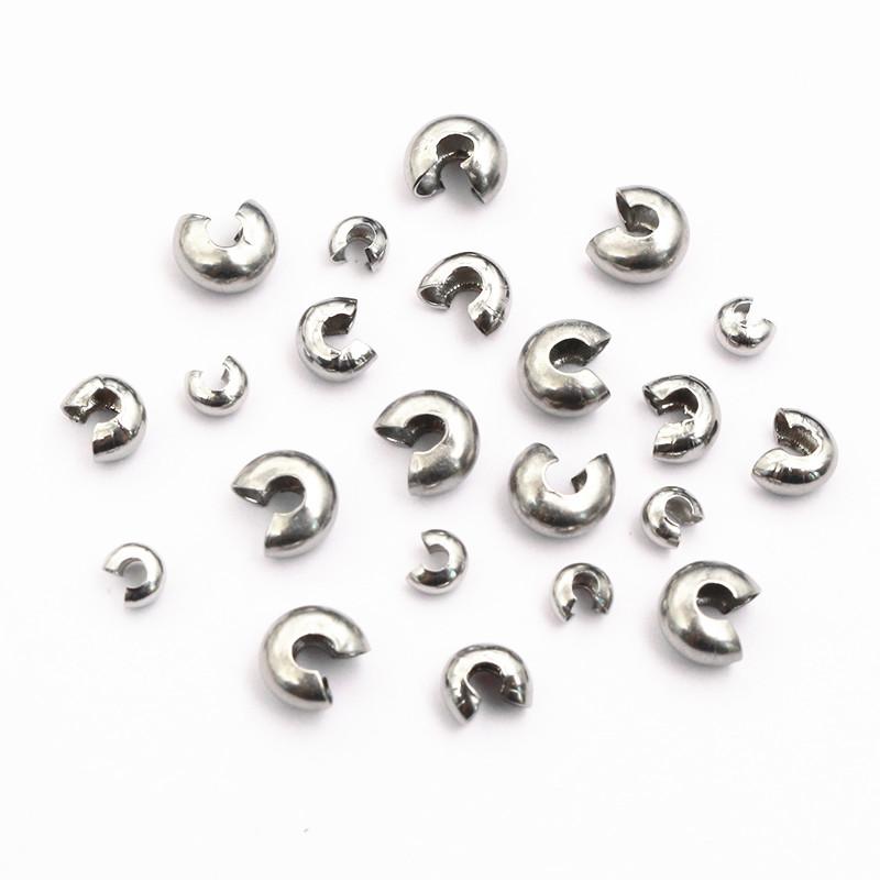 50pcs Stainless Steel Round Covers Crimp End Beads 3 4 5mm Stopper Spacer Beads For DIY Jewelry Making Findings Supplies