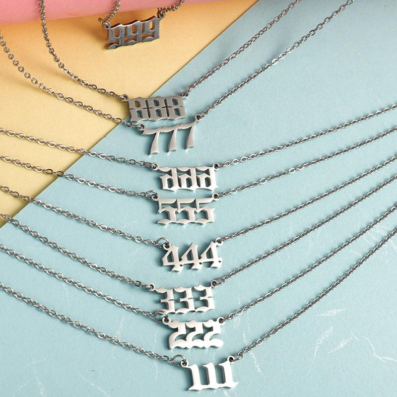 European and American personality number 111-999 stainless steel pendant necklace stainless steel vintage necklace