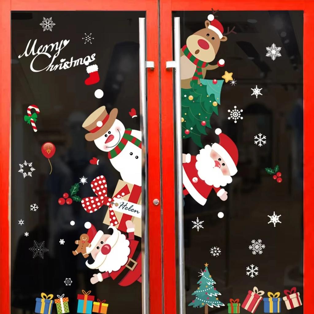 Christmas Wall Window Stickers Marry Christmas Decoration For Home 2025 Christmas Ornaments Xmas Navidad Gift New Year 2025