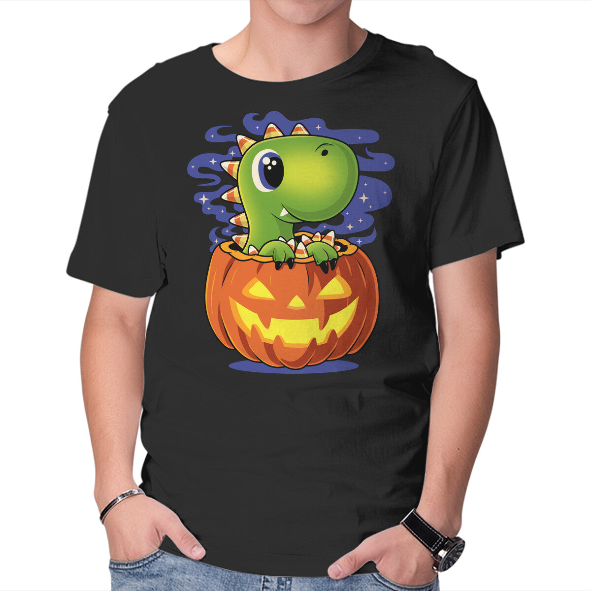Unisex Crew Neck T-Shirt Trick Or T-Rex Graphic Short Sleeve Casual Tee XXXXL