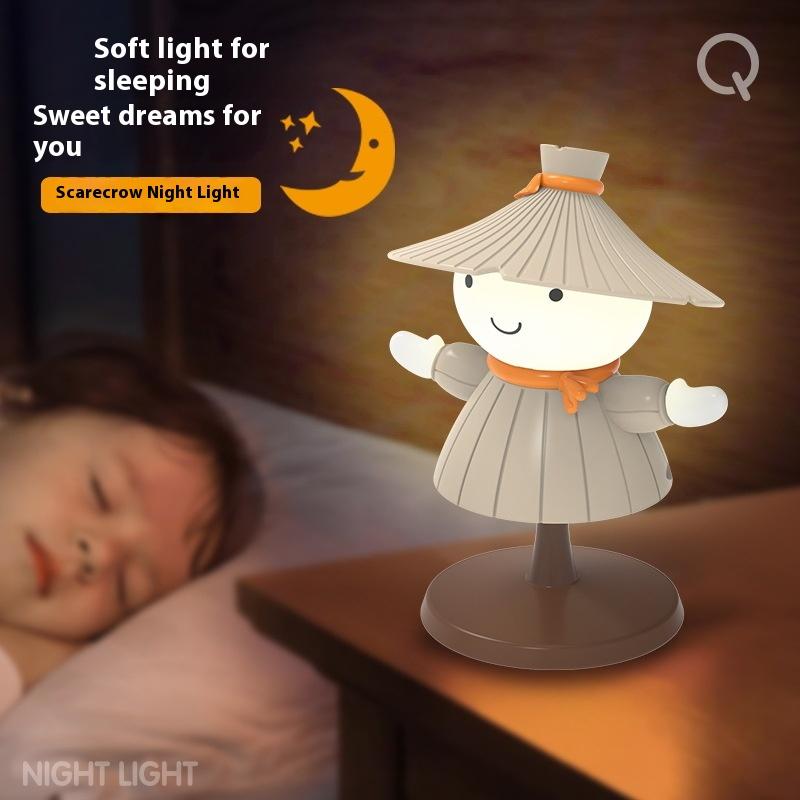 Cartoon Cute Scarecrow Usb Charging Battery Led Table Night Light Child Eye Adjustable Protection Warm White Desk Lamp Ornaments