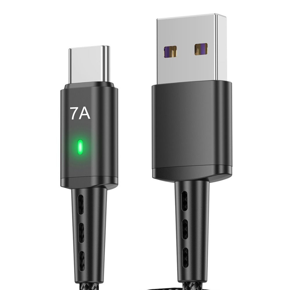 

USB a к USB C 7A Type C зарядное устройство шнур передачи данных алюминий цинк цинковый сплав 7A USB Type C кабель быстрая зарядка black-1m