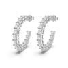 Dylam Minimalist Design 14K Gold Cubic Zirconia Sparkling 925 Silver Hoops Earrings Display