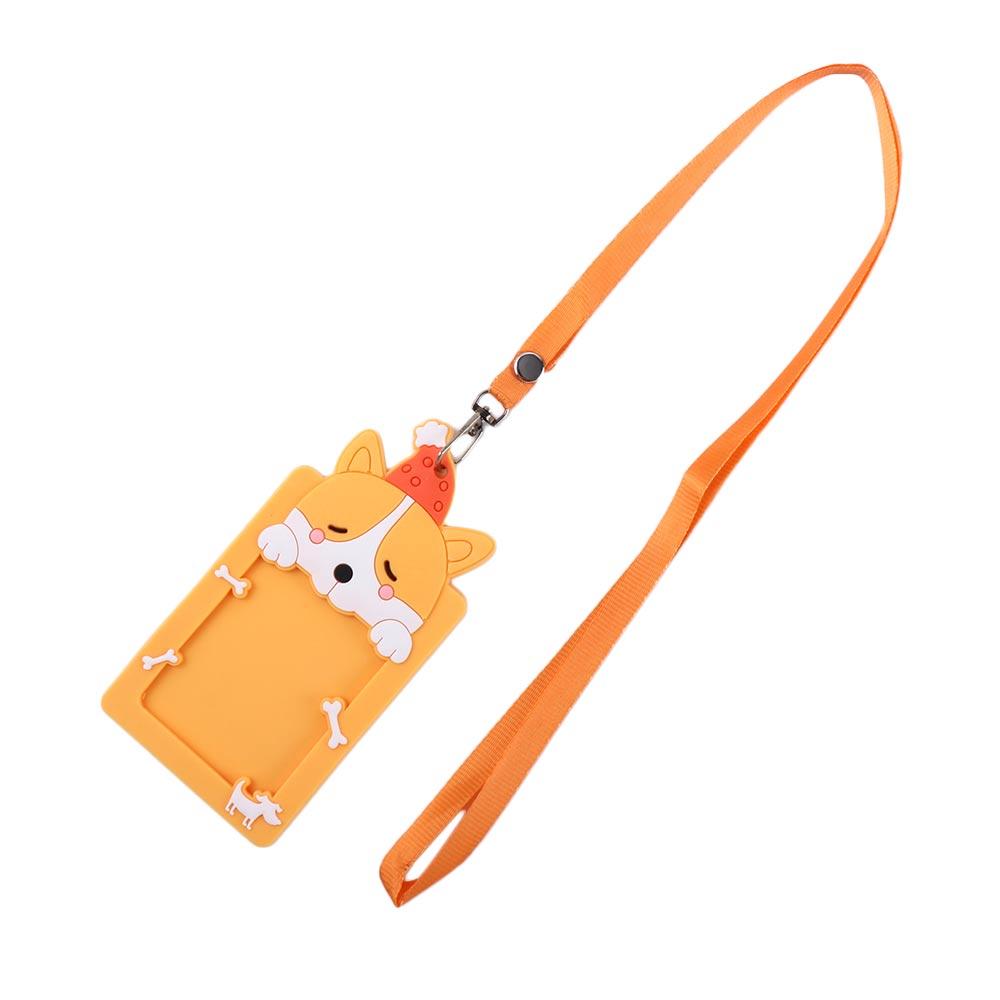 Cute Animal Bus Card School Office Supplies Work Card Protector Cover with Rope Silicone ID Badge Card Holder