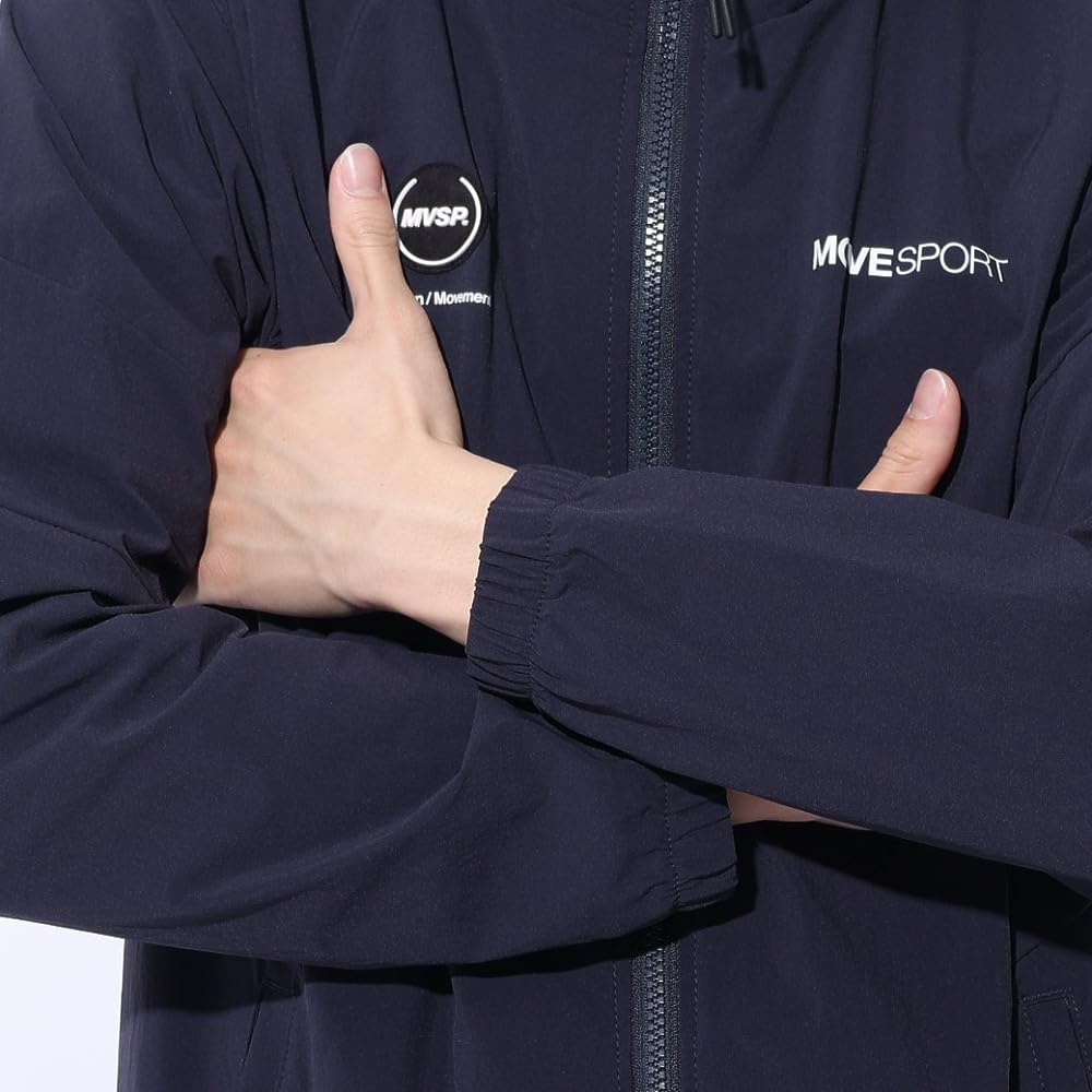 DESCENTE Stretch Cool Touch Nylon Hoodie NV XO 4-Way Two-Tone Full-Zip