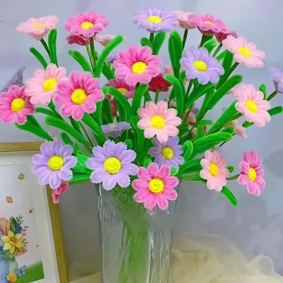 271pcs DIY Daisy Flower Craft Kit with Tutorial Video-Faux Fur Material,Pipe Cleaner Crafting Supplies-Perfect for Decorations