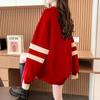 Navava Women Warm Loose Fit Color Block Fleece Long Sleeve Sweatshirt Nt3102