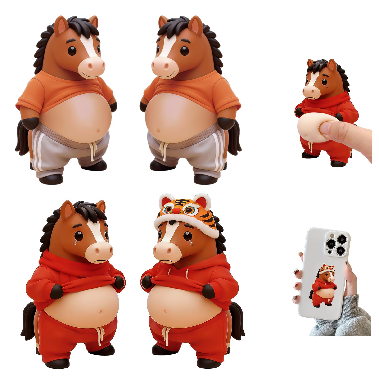 Наклейки Pokumil на живот Squishy Pony 3D Наклейки Новинка Мягкий и упругий набор Мягкие наклейки-зефирки для живота Пухлые наклейки Упругие и жевательные