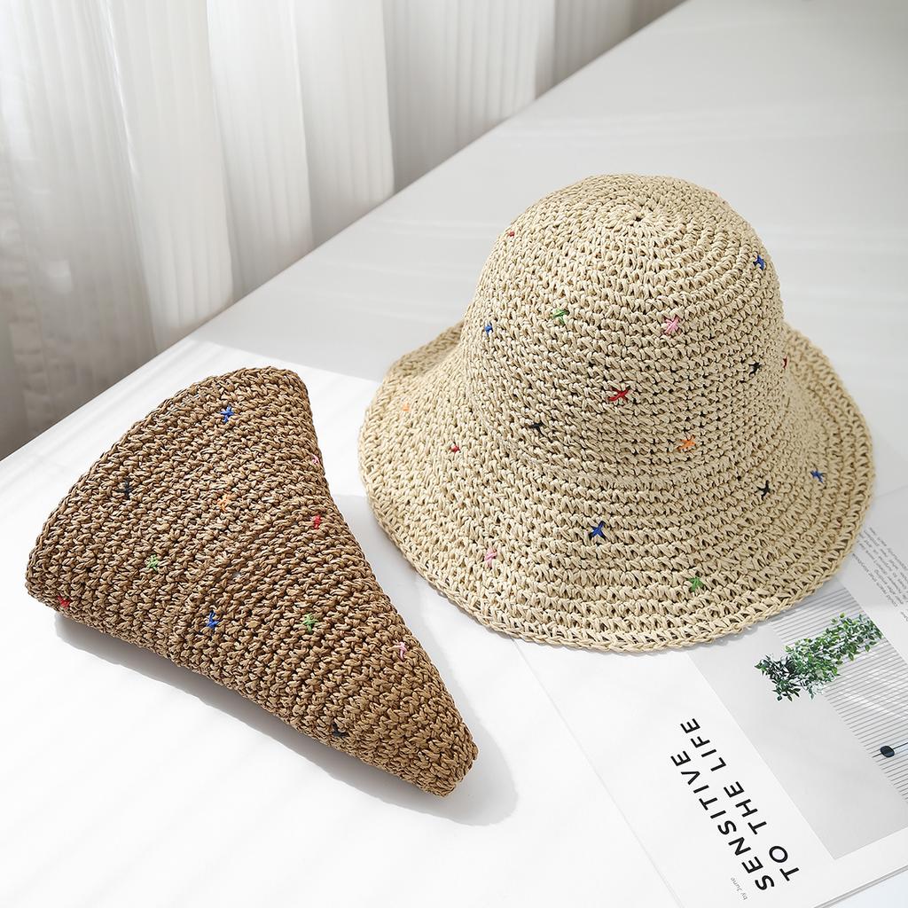 Women's Summer Hat Korean Style Big Brim Foldable Sun Hat Bucket Hat Sunscreen Beach Accessories Holiday Travel 2025 New
