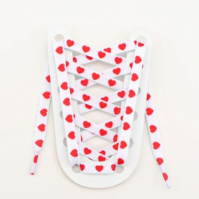 1 Pair Love Heart Shoelaces 8MM Width Laces for Sneakers Kids Adult Rubber Band for Casual Shoes Accessories 120CM/140CM/160CM