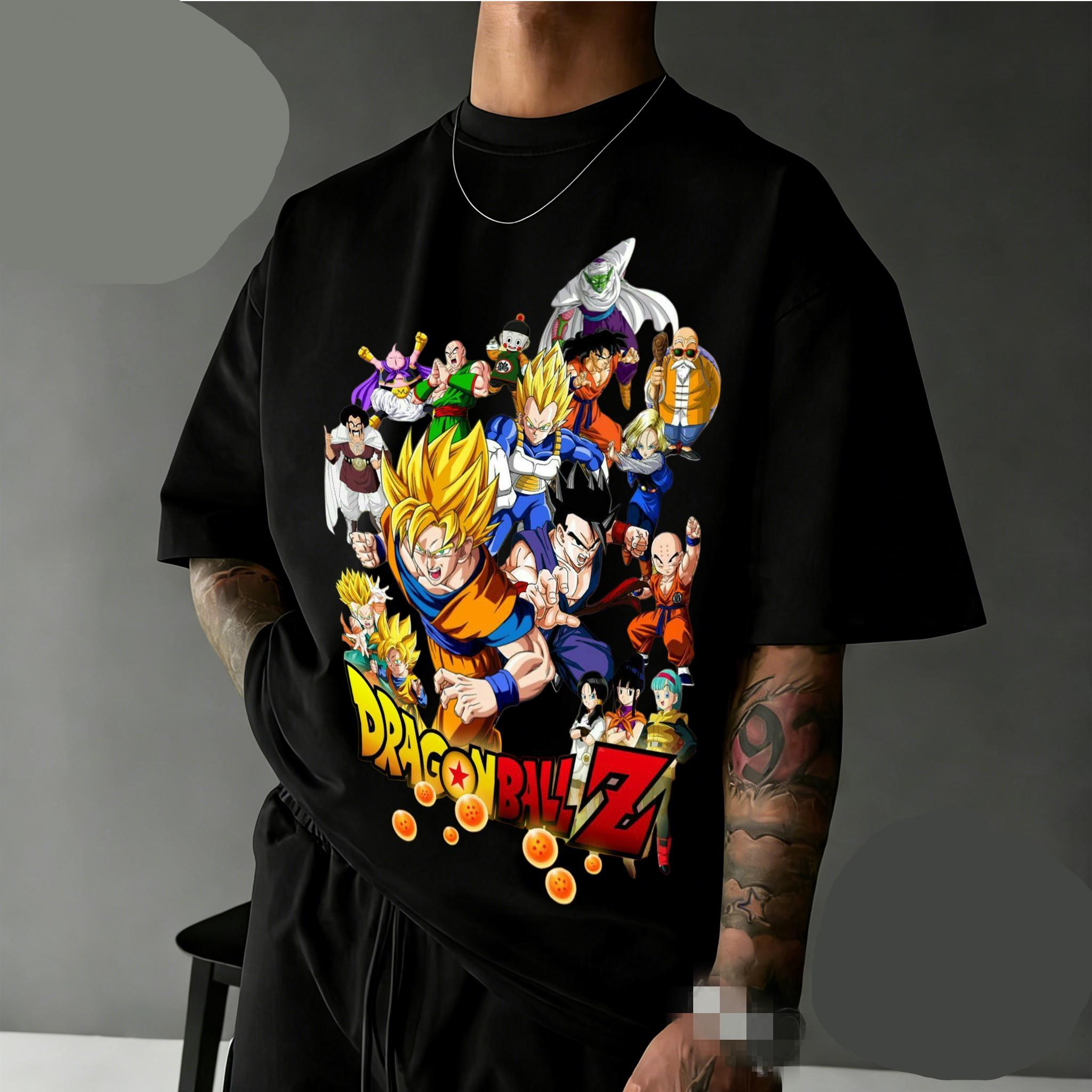 

New Arrival Dragon Ball Z Oversized Nostalgia T-shirt Full Character Cast Retro Graphic Print 100% Cotton Casual Tee S