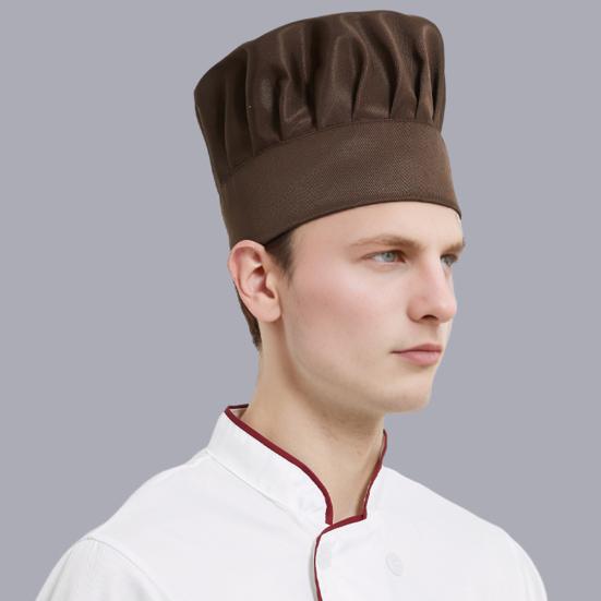 Yousheng Chef Hat Solid Color Flat Top Pleated Design Breathable Cotton Chef Hat Adjustable Fit Lightweight Cooking Cap