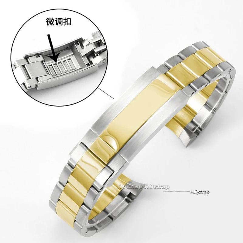 For Rolex SUBMARINER DAYTONA Watch Band Strap Fine-Tuning Pull Button Clasp 316L Stainless Steel Bracelet Watchbands 20mm 21mm