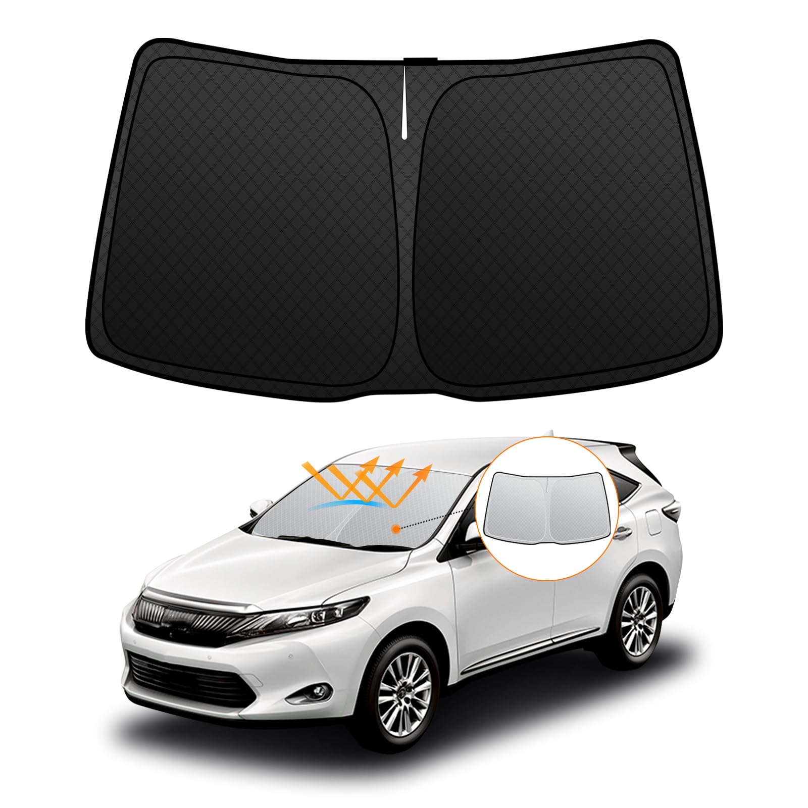

Toyota Harrier 60 Series Windshield Sunshade UV No Suction Cups Light Blocking and Summer UV Easy Installation and Includes Storage Bag [Enhanced