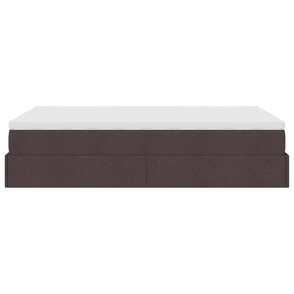 Ottoman Bed with Mattress Dark Brown 120x190 Cm Fabric