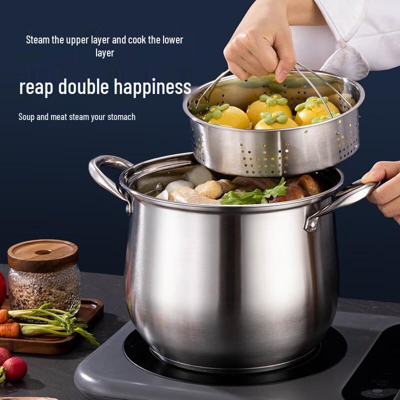 Sanjiaolong 304 Edelstahl Suppentopf mit Dämpfeinsatz