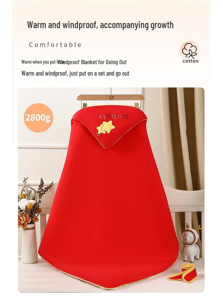 Bright Red Pure Cotton Baby Swaddle for Boys & Girls - Thickened Autumn/Winter Newborn Wrap