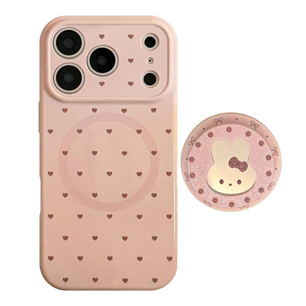 Cute Pink Rabbit Magnetic Phone Case for iPhone 16, iPhone 17, and iPhone 17 Pro Max