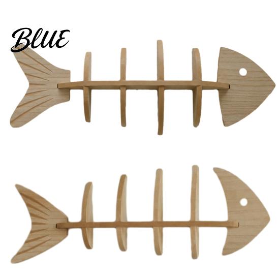 Small Apartment Space Saving Shelf Fish Bone Storage Rack Wood Wall Mounted Floating Shelf Ocean Style Entryway Decorative Art Display for