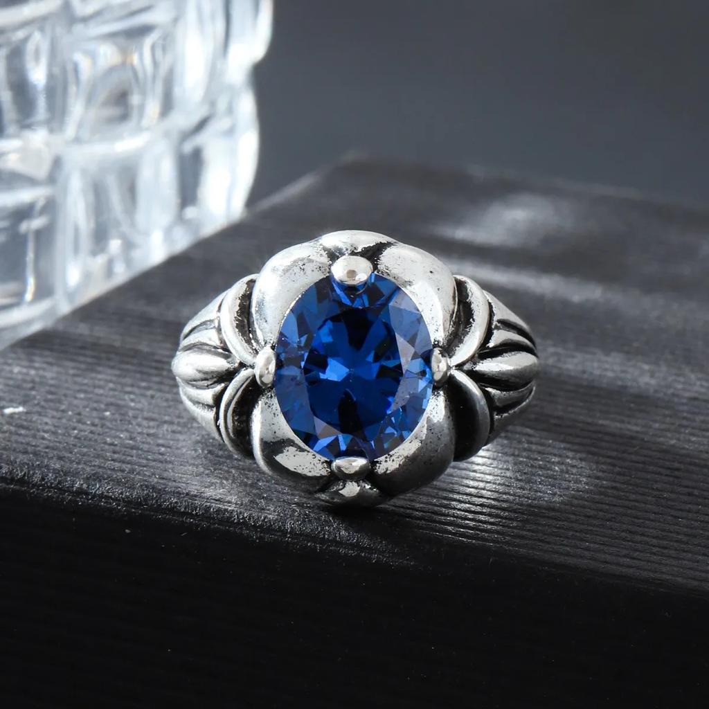 Unisex Retro Stil Saphirring Einfaches Temperament Lässiger Fingerzubehör