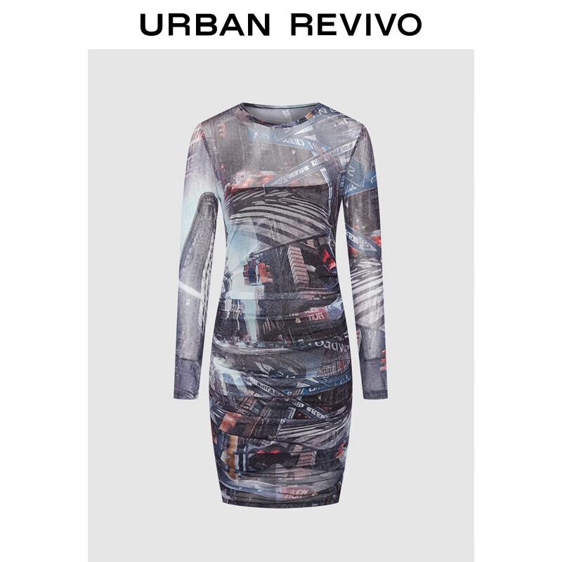 

UR Women s Autumn/Winter Pleated Slim Print Dress UYV740024 S