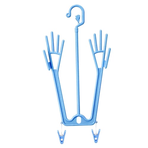 Sawafuji Glove Drying Rack, Light Blue, Made in Japan, with Clothes Drying Clothesline and Glove Hanger, Includes Pinch, Suitable for Cooking, Leather