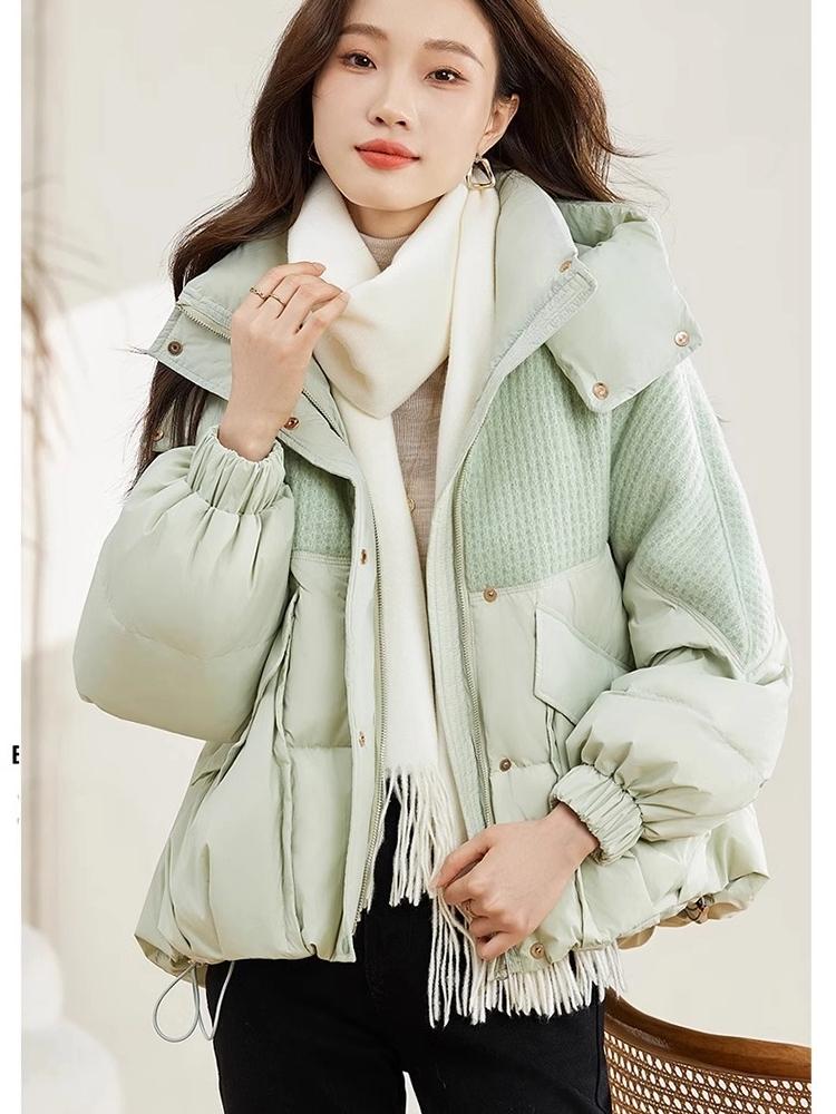 Veste d'hiver chaude épaisse coupe-vent à capuche courte pour femme