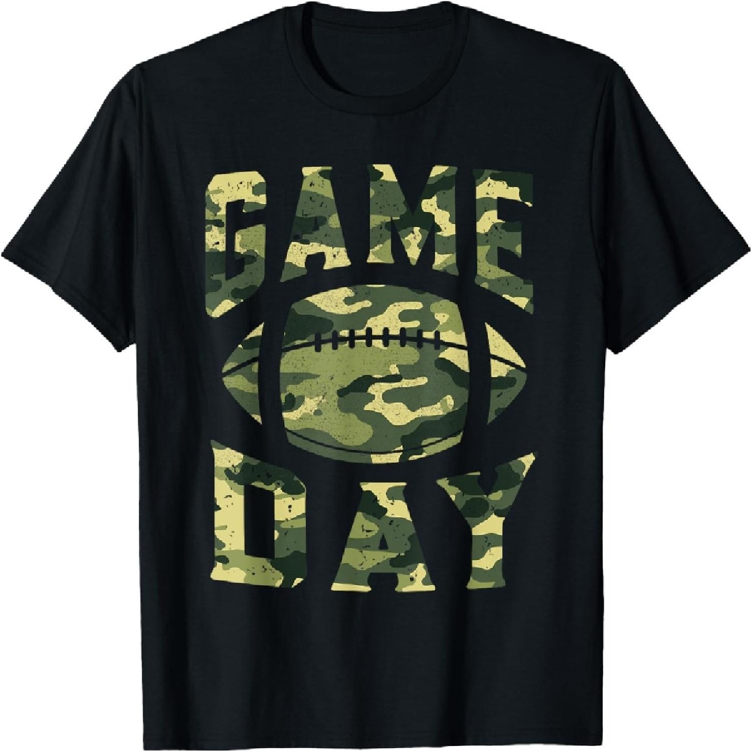 Football Gameday Game Day Camo Flag Patriotic USA Camouflage T-Shirt S