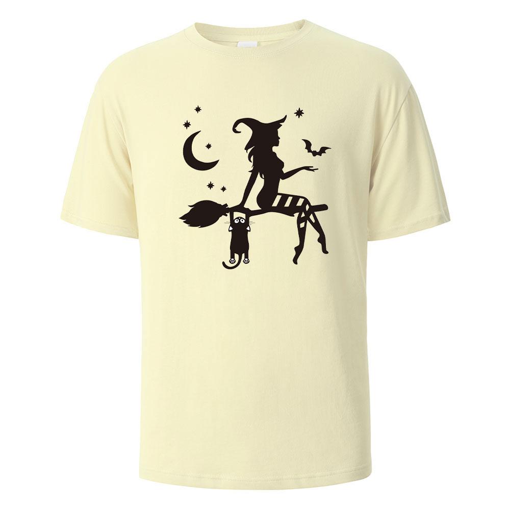 Witch Print t shirts 100 Cotton Summer Tees For Men Women Oversize Casual Tops t shirts