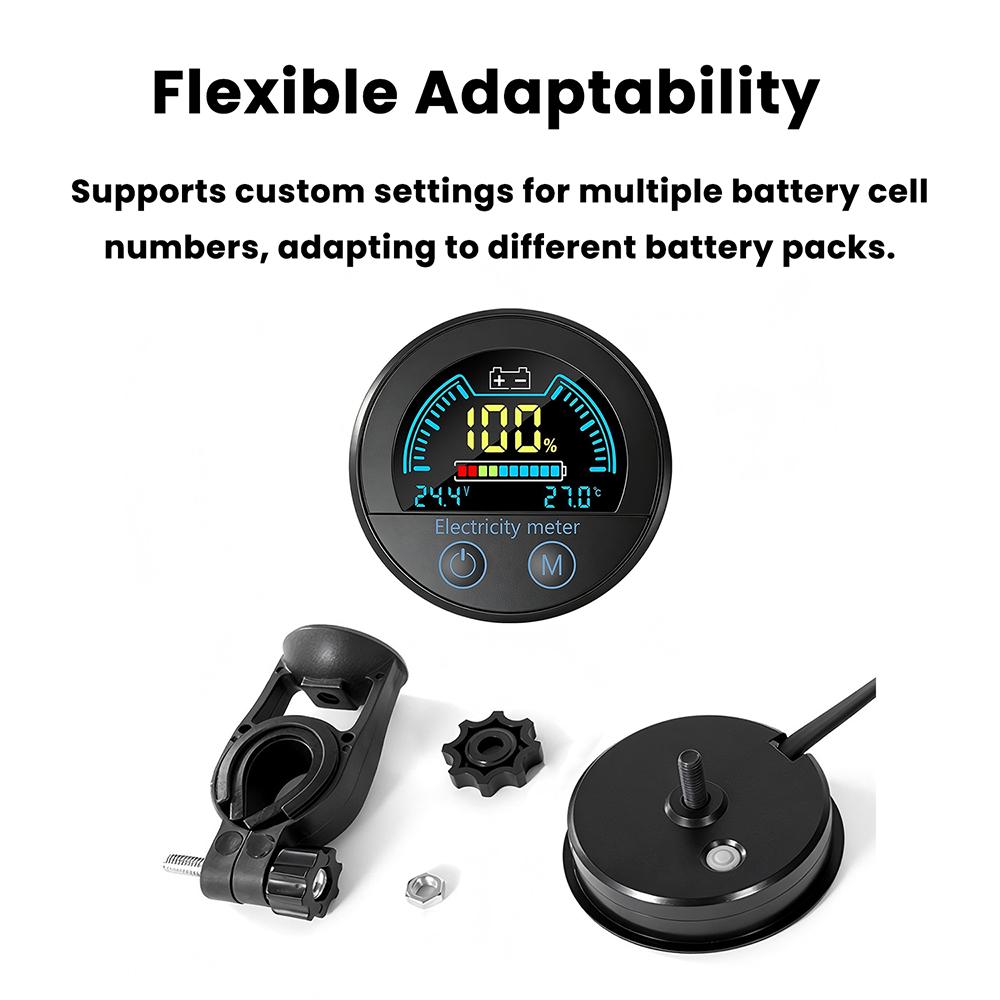5918 DC 7–100V Digital Circular Voltmeter Waterproof Battery Capacity Monitor Car Voltage Meter Tester Battery Level Indicator