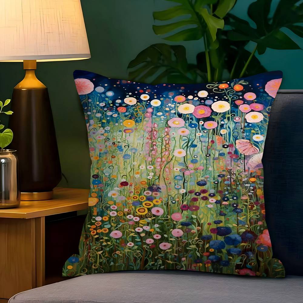 Abstract Flower Canvas Painting Modern Floral Prints Pillow Cover Sofa Cushion Cover Home Room Decoration Children Gift