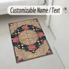 Leopard Floral Theme Soft Crystal Velvet Rug Custom Name & Text Print Non Slip Floor Rug for Bedroom Living Room