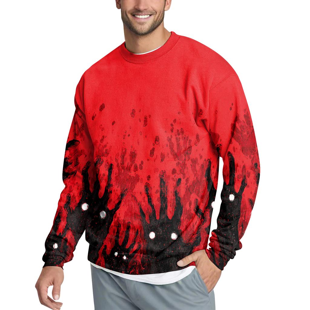 Men's Casual Fashion Printed Round Neck Pullover Sweatshirt