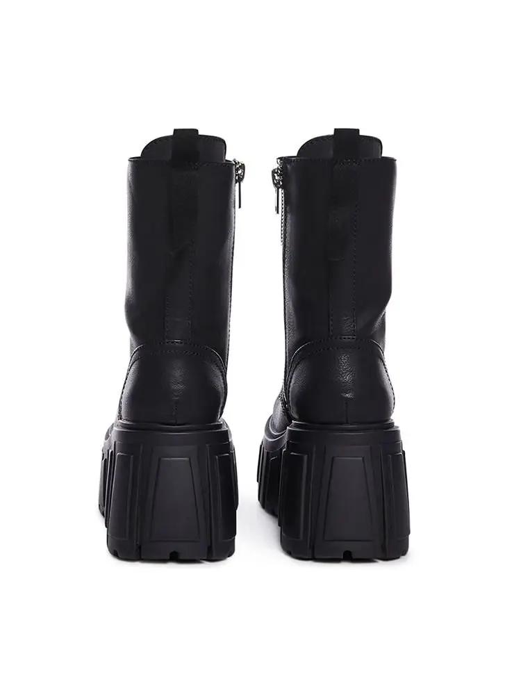 British Women's 2026  Motorcycle Height Increase Autumn and Winter New Ultra Light Thick Soled Boots Short Boots