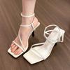 Sexy Thin High Heel Sandals Women Summer Fashion Square Head Open Toe Slingback Sandals Elegant Party Dress pumps Shoes