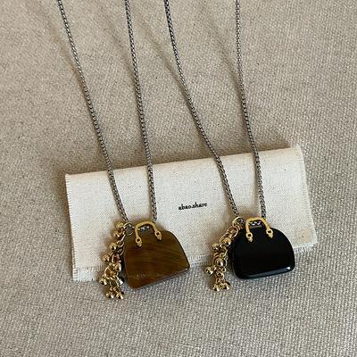 Natural Tiger'S Eye Stone Bag Grape String Pendant Necklace Women'S Niche Design Sense Fashion Versatile Neck Chain Sweater Chain