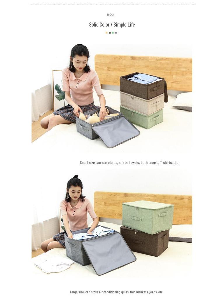 Foldable Fabric Storage Organizer for Clothes and Bedding - Large Capacity Wardrobe Box