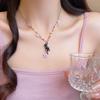 Kitten Pink Star Pendant Beaded Necklace Y2K Cute Sweet Cool Ins Style Clavicle Chain Girl Choker Jewelry Accessories Party Gift