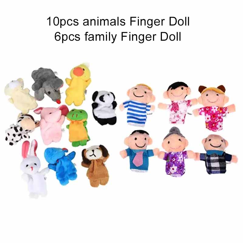 Parmak Kuklaları Seti Bebek Çizgi Film Hayvanlar Peluş Bebekler Aile El Kuklası Bez Tiyatro Çocuklar için Eğitici Oyuncaklar Çocuklar için TMZ