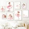 Pink Ballerina Girl Unicorn Butterfly Poster Kids Room Decorative Canvas Panting Posters Nursery Wall Art Baby Bedroom Decor