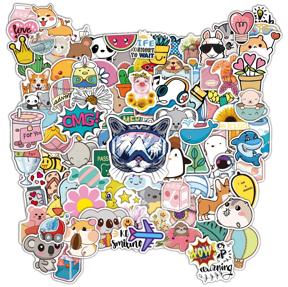 100Pcs Aesthetic Stickers 100 Pvc Waterproof Cute Cartoon Guitar Luggage Outdoor Fresh Stickers