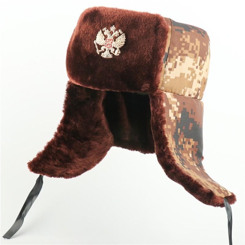 Winter Warm Fleece-Lined Military Style Beanie Hat With Embroidered Badge Men Women Outdoor Cold Weather Protection
