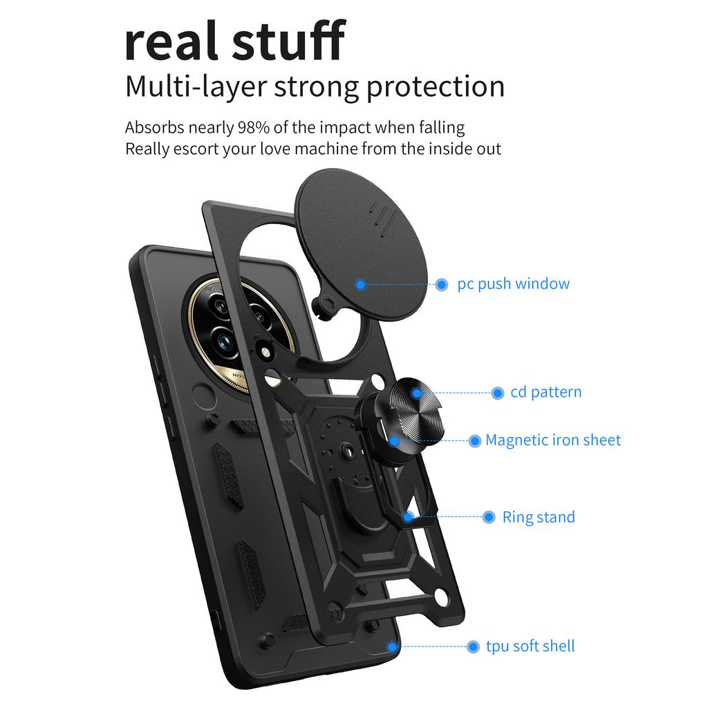 Pro Realme 13 Pro 5G (Globální)/13 Pro+ 5G (Globální) Pouzdro s posuvným krytem kamery PC+TPU Stojánek Kryt na telefon