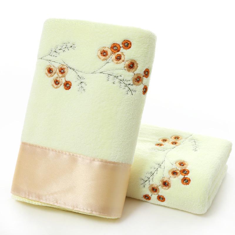 Embroidered Microfiber Face Towel 35x75cm, 400g - Thick, Absorbent, Quick-Drying for Daily Use