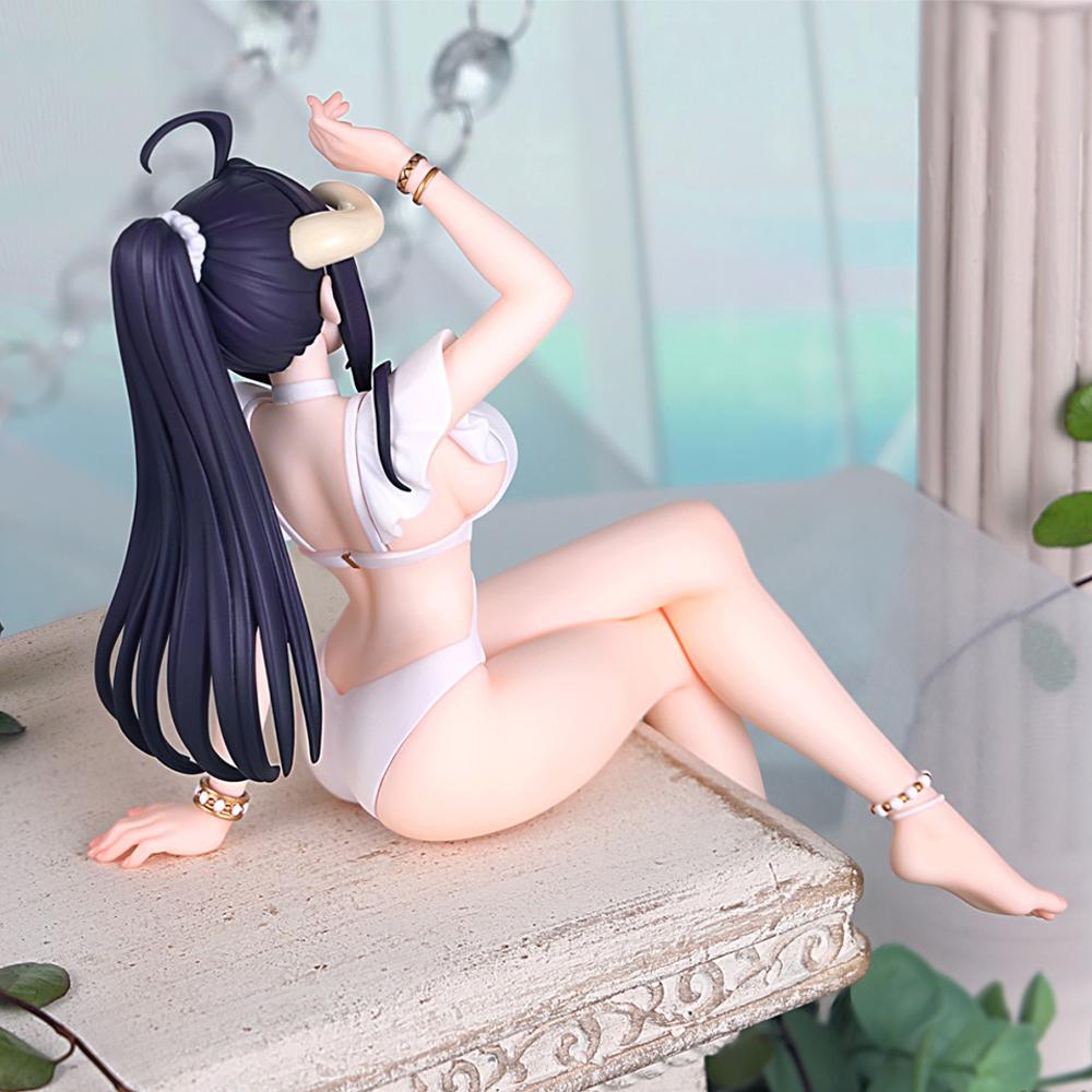 Figura Anime Albedo Pose Sentada Figura de Ação Versão Roxa Modelo de Beleza Adulta Ornamentos de Mesa Coleção Brinquedo Presentes 16cm
